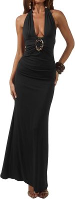 Women's Halter Bodycon Maxi Dress Beach Backless Wedding Guest Sunset Dresses Evening Gowns for Women Formal - Image 2