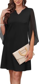 Cocktail Dresses for Women Chiffon Sleeve Wedding Guest Dress