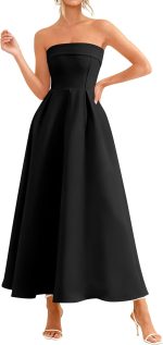 Cocktail Dresses for Women 2026 Summer Formal Elegant Tube Top Strapless Spring Wedding Guest Party Midi Dress - Image 2