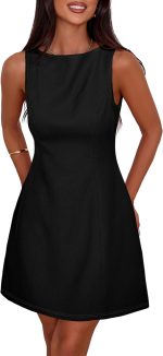 Womens Formal Short Dresses 2026 Summer Sleeveless Boat Neck A Line Elegant Mini Cocktail Party Dress