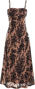 Women's Summer Dress Sleeveless Spaghetti Strap Midi Dress Sexy Cowl Neck Floral Cocktail Dress Party Dresses