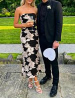 Cocktail Wedding Guest Dresses for Women 2026 Summer Strapless Floral Bodycon Mesh Tube Formal Party Midi Dress - Image 2